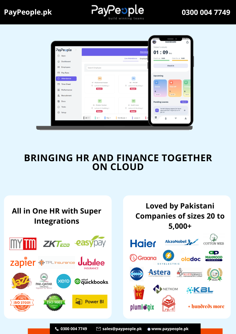 What are the Top Ten components of Payroll software in Lahore Pakistan?